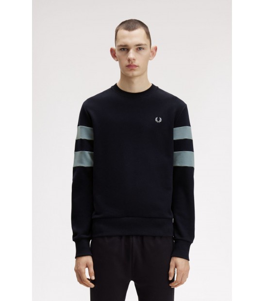 Sudadera Fred Perry Con Ribete en Las Mangas Color Azul Marino