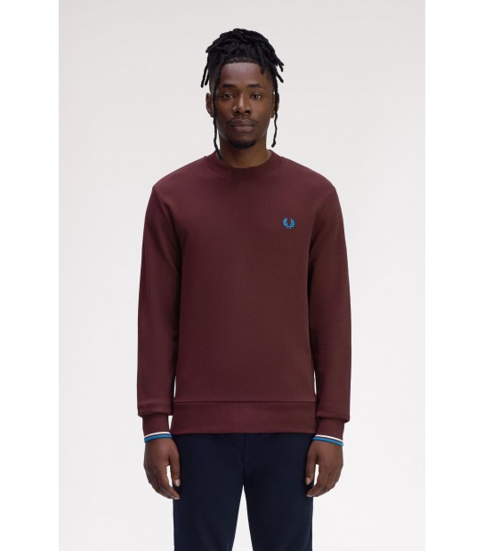 Sudadera Fred Perry Con Cuello Redondo Color Rojo Oscuro