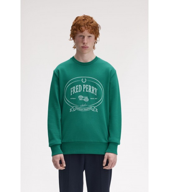 Sudadera Fred Perry M1605 Z18 Verde deportivo