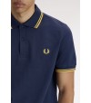 Polo Fred Perry M3600 02B Azul tennis/Cebada limón