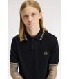 Polo Fred Perry M3600 P69 Negro/Crudo/Caramelo oscuro