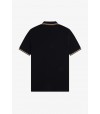 Polo Fred Perry M3600 P69 Negro/Crudo/Caramelo oscuro