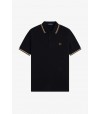Polo Fred Perry M3600 P69 Negro/Crudo/Caramelo oscuro