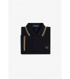 Polo Fred Perry M3600 P69 Negro/Crudo/Caramelo oscuro