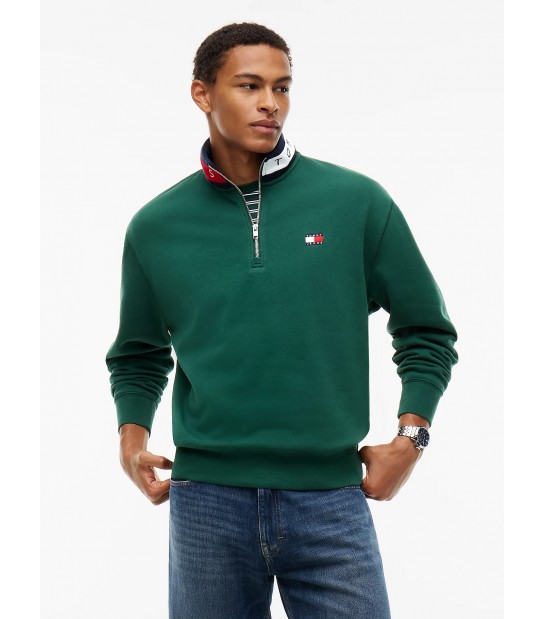 Sudadera Tommy con media cremallera y logo en el cuello.