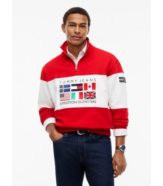 Sudadera Tommy Jeans 23900XMA Rojo y blanco